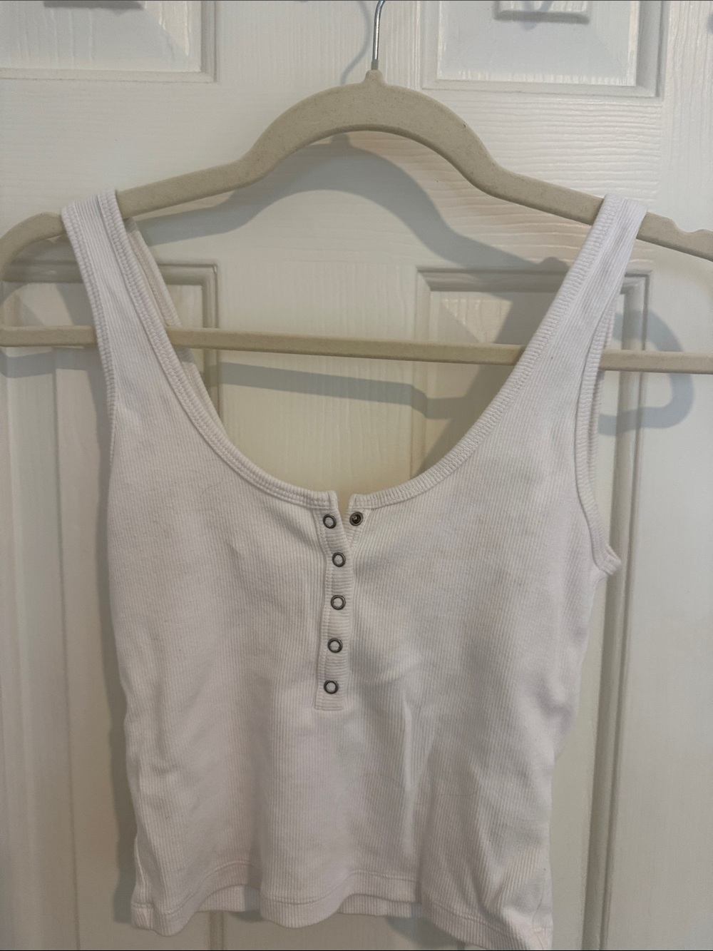 Abercrombie & Fitch White Ribbed Henley Tank